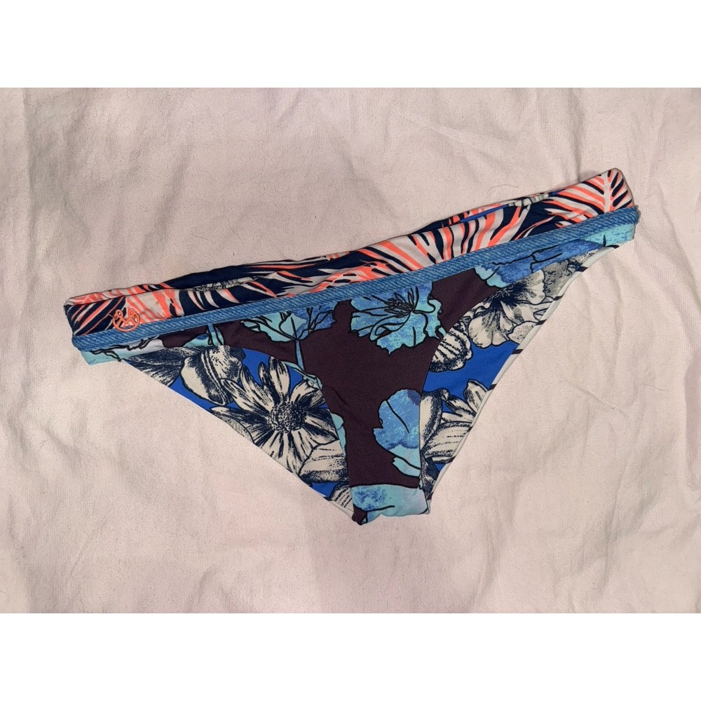 Maaji floral and striped‎ reversible bikini bottom size medium